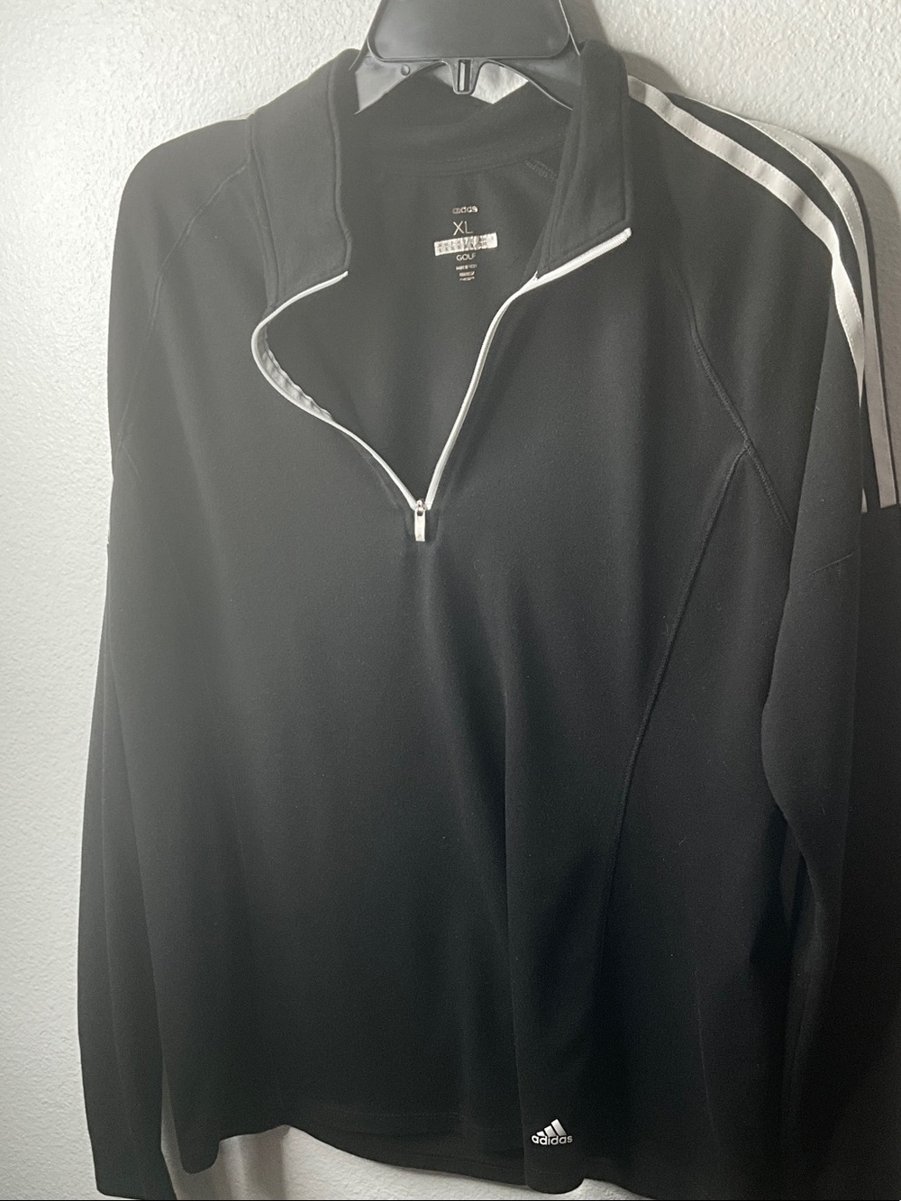 adidas Women’s Black Half-Zip Pullover with Silver Stripes